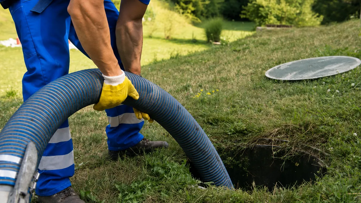 Septic tank pumping through an open tank lid in Marion County, Florida